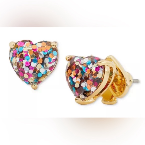 Kate Spade Multi Glitter My Love Goldtone Heart Earrings - Picture 5 of 10